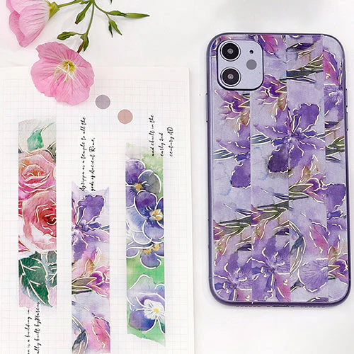 BGM Foil Stamping Washi Masking Tape (Watercolour Flower: Rose) - Image 5
